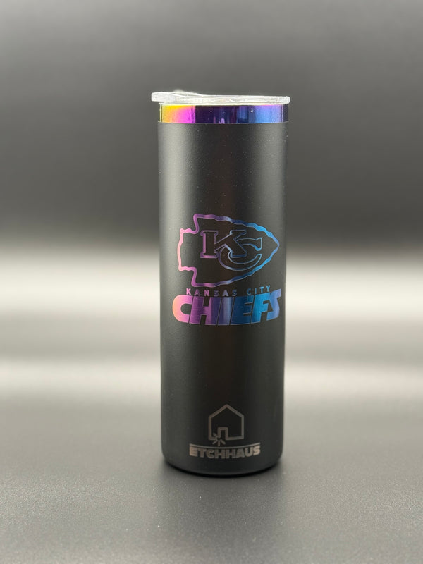 Black Chiefs Etched Tumbler