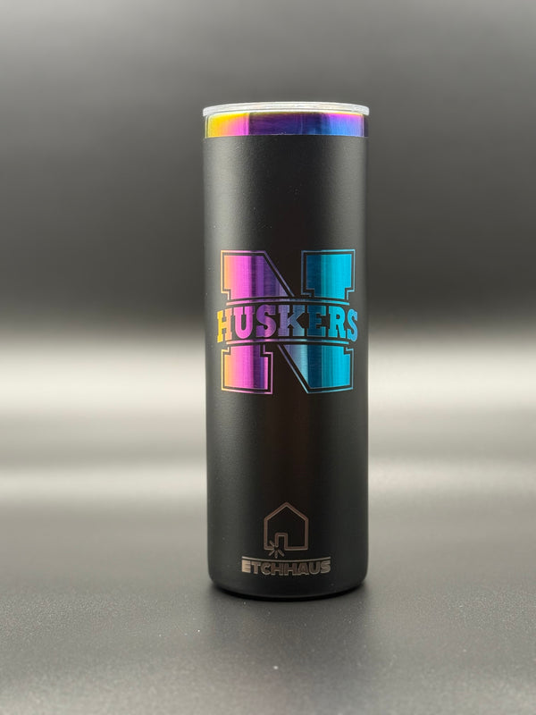 Black Nebraska Etched Tumbler