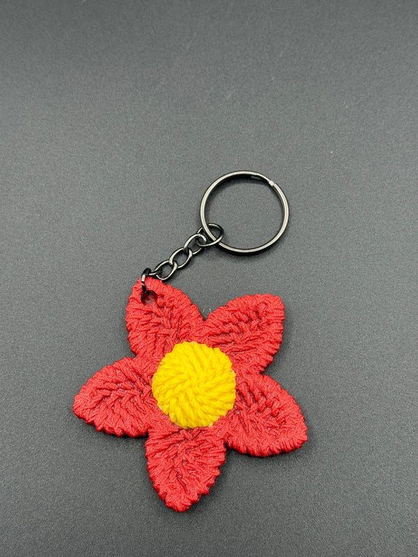 Poinsettia Knitted Keychain